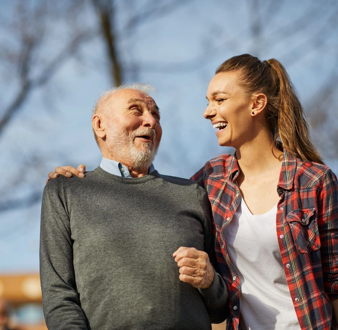 caregiver with senior outside caregiver providing care in Scranton